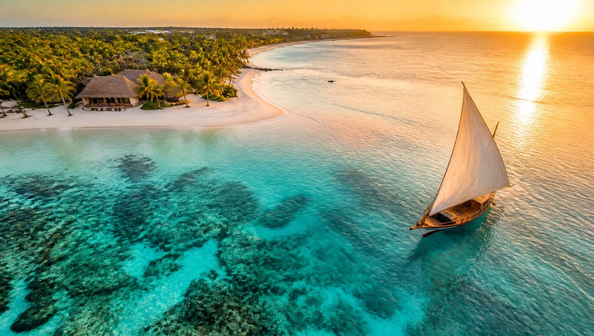 Sunset dhow sailing · Lamu Archipelago